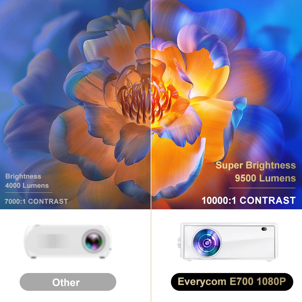 Проектор Everycom E700 2560x1440p 4K Android 11 Smart tv для дома светодиодный лучевой проектор с 3 + 16