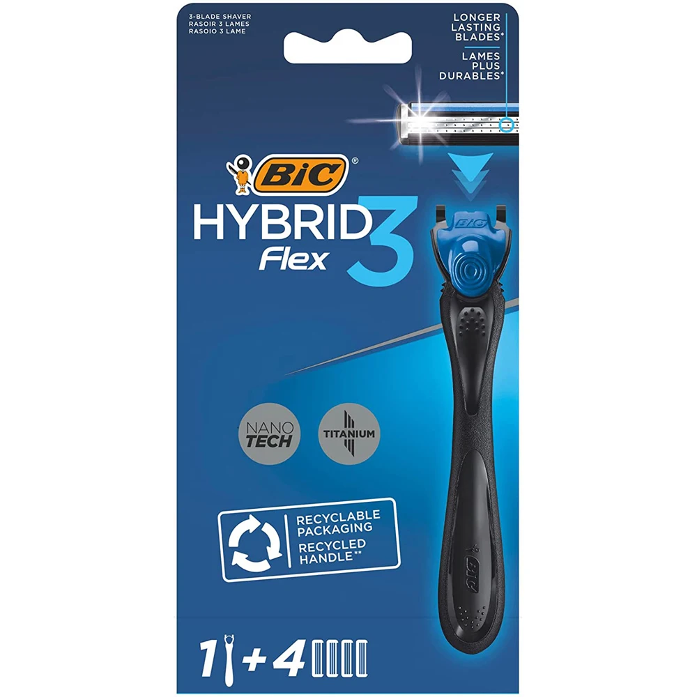 

Original BIC Flex 3 Hybrid 1 Handle And 4 Heads Men's Razor Hot Sale Super Sharp/Slippery New Technology Beard Care Razor Blades