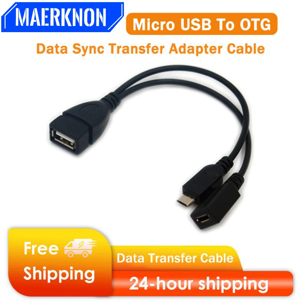 

Maerknon 2 In 1 OTG Micro USB To USB Host Power Y Splitter otg Data Sync Transfer Adapter Cable To Micro 5 Pin Male Female Cable