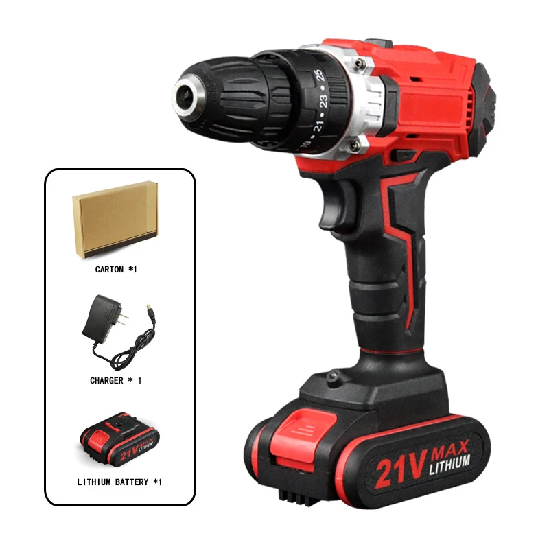 

Brushless Electric Drill Set 21V Cordless Drills Electric Screwdriver Wireless Impact Drill Rechargeable Driver Lithium Battery