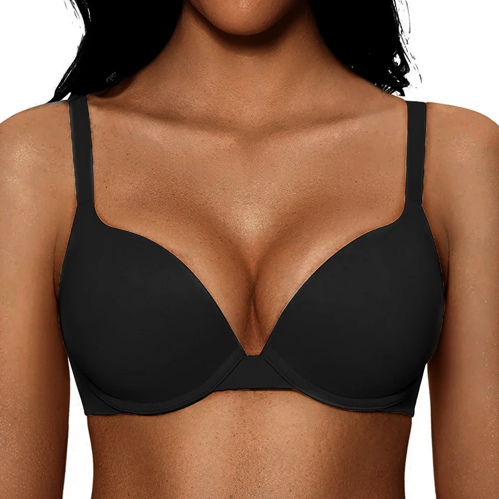 Women’s Push Up T-Shirt Bra Comfort Padded Underwire Bra Lift Up Add One Cup