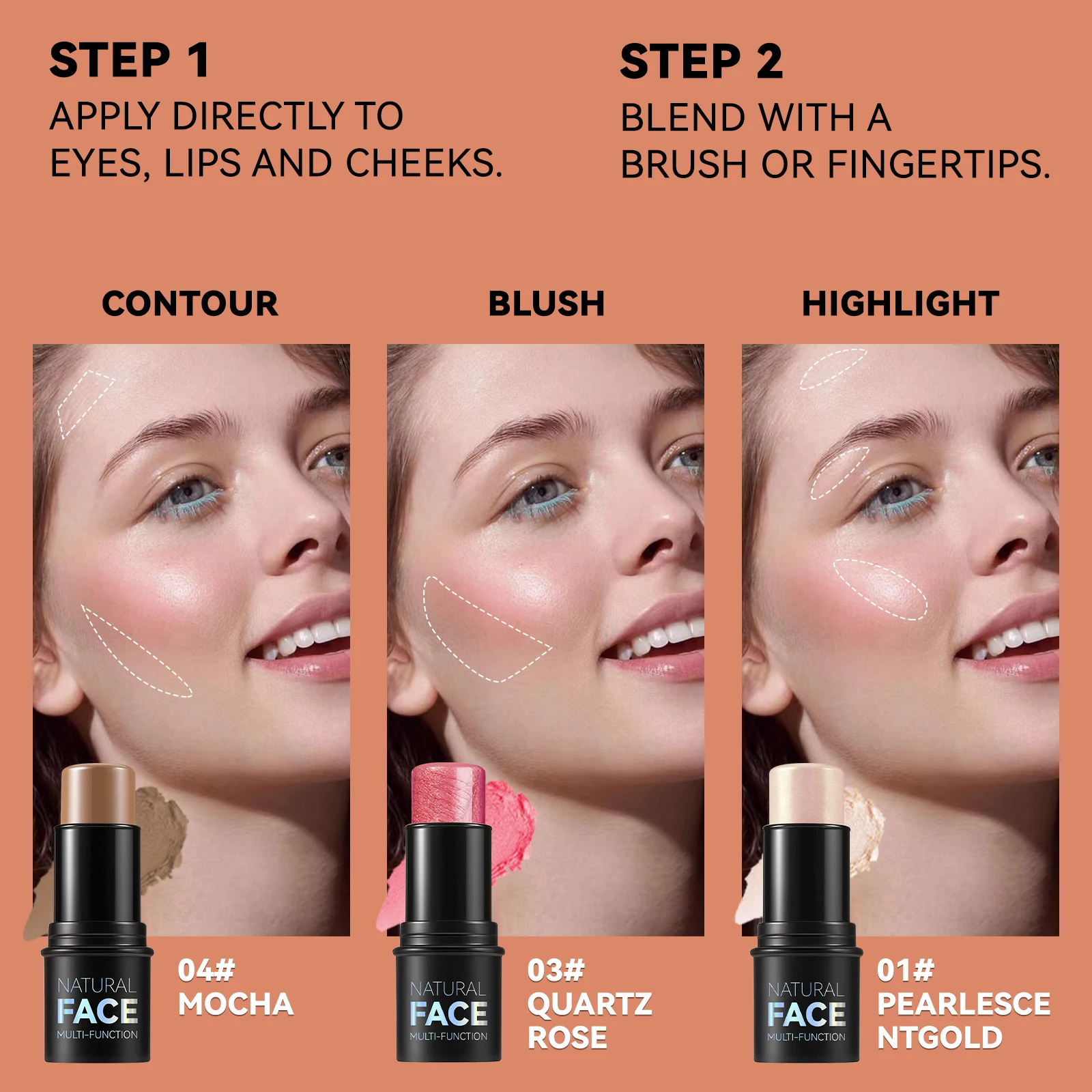 Хайлайтер и контурная палочка | 3D скульптурирование Осветление ЛИЦА Гладкая