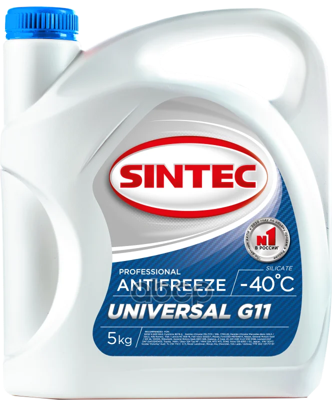 Охлаждающая Жидкость Sintec Antifreeze Universal G11 -40 Синий 5Кг SINTEC арт. 800522 |
