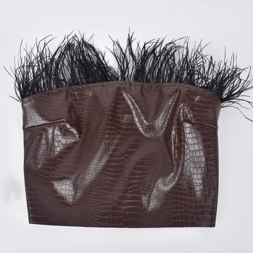 Женский Короткий Топ без бретелек летний пикантный топ из искусственной кожи с