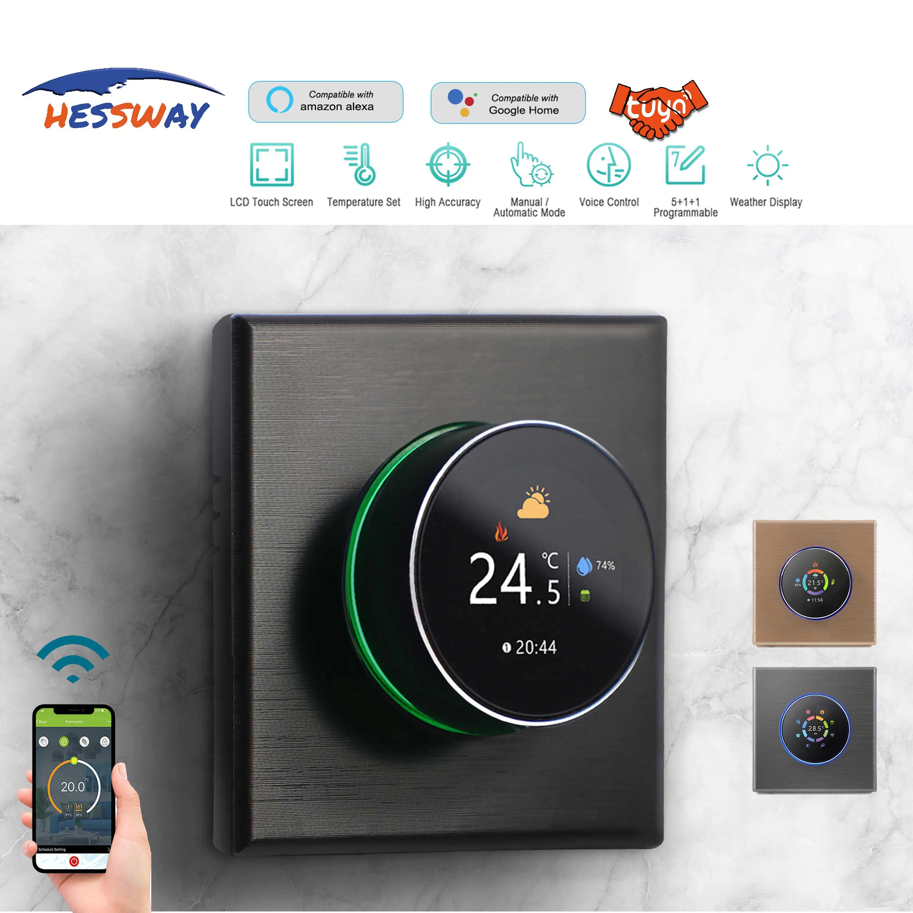 

Radiant Floor Heating Thermostat WIFI For Metal Knob Operation ON/OC Valve 220V Output By Alexa Google Yandex City Weather Forec
