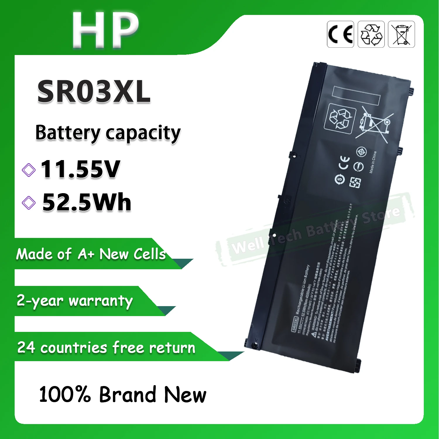SR03XL Аккумулятор для ноутбука HP TPN-Q194 TPN-C133 TPN-C134 15-cb006TX 15-cb007TX 15-cb008TX 15-cb009TX 15-cb010TX 15-cb044TX