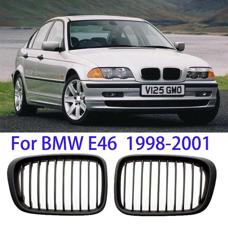 

Решетка радиатора из АБС-пластика для BMW E46, черная глянцевая решетка для BMW серии 3, E46, 4 двери, 1998, 1999, 2000, 2001, автомобильные аксессуары