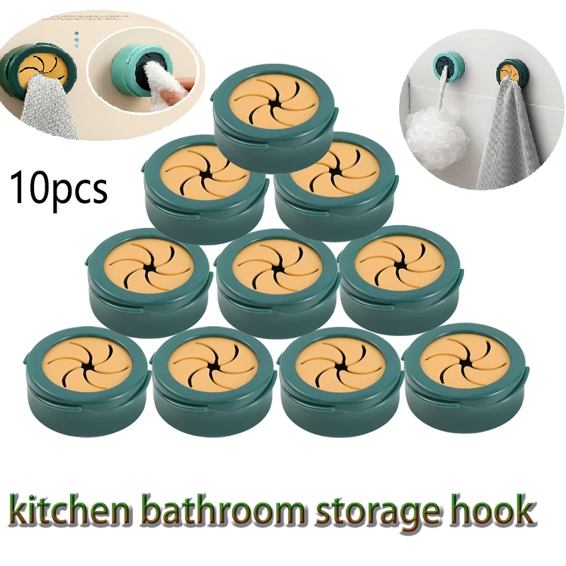 

10pcs Homeware Kitchen Wall Mounted Mop Holder Bathroom Towel Holder Traceless Metal Hook Rack Home Appliance Storage