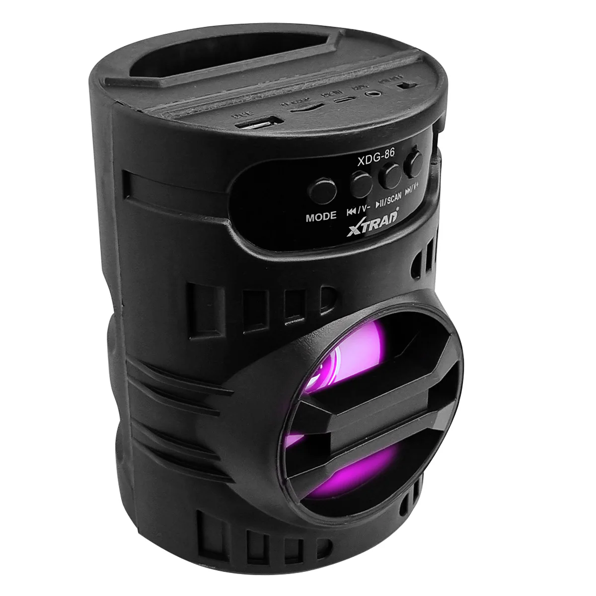 

Caixinha Caixa de som Bluetooth Portátil Festa com Led entrada SD Pendaive Aux Radio FM XDG-86