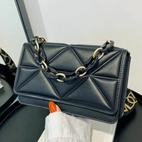 messenger shoulder chain bag women fashion new leather embossed bag crossbody strap wide purse handbags square small luxury bag