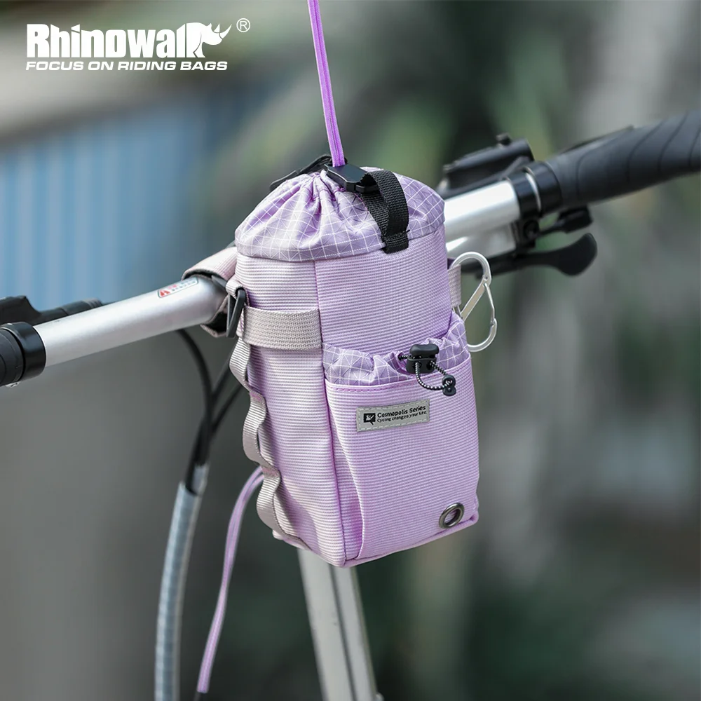 Фото Велосипедная сумка для бутылки с водой Rhinowalk, держатель для бутылки на руль, передняя сумка для хранения, термоизолированная сумка-мешок на шнурке №1