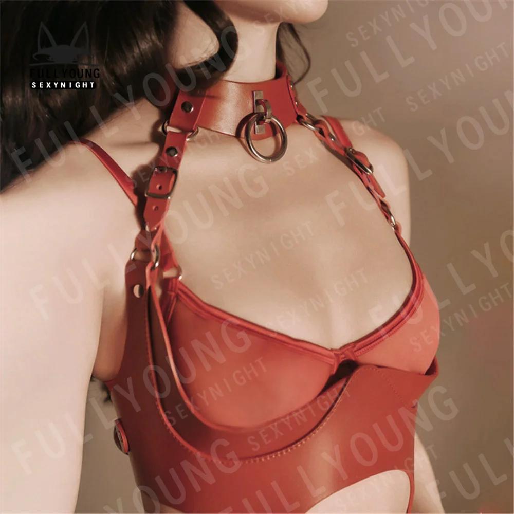 Sexy Garter Body Leather Harness Set Underwear Body Bondage Gothic Fetish Bra Lingerie Stockings Garter Belt Sex Festival Outfit