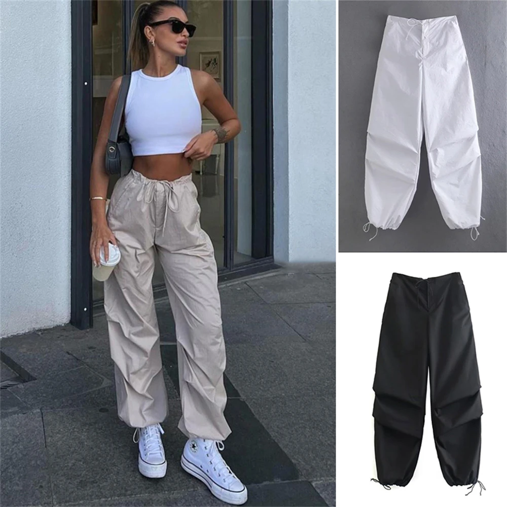 

BM&MD&ZA 2022 Autumn New 6-color Retro High Waist Jogging Pants Drawstring Foot Pleated Decoration Casual All-match 7385529