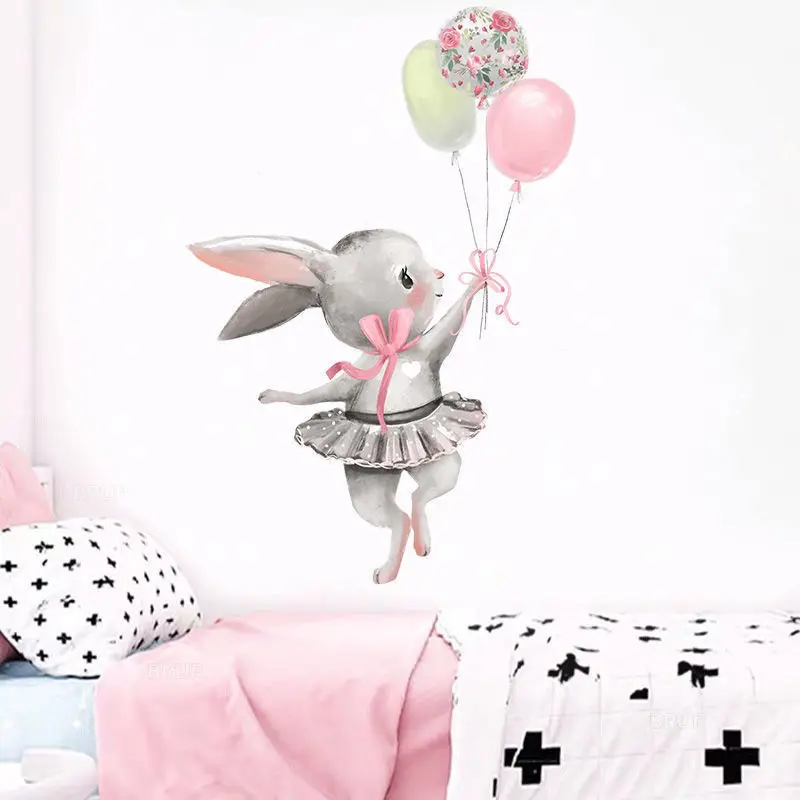

2023 Easter Cute Rabbit Wall Stickers Creative Children Room Kindergarten Wall Self-adhesive Painting Removable Stickers PVC DIY