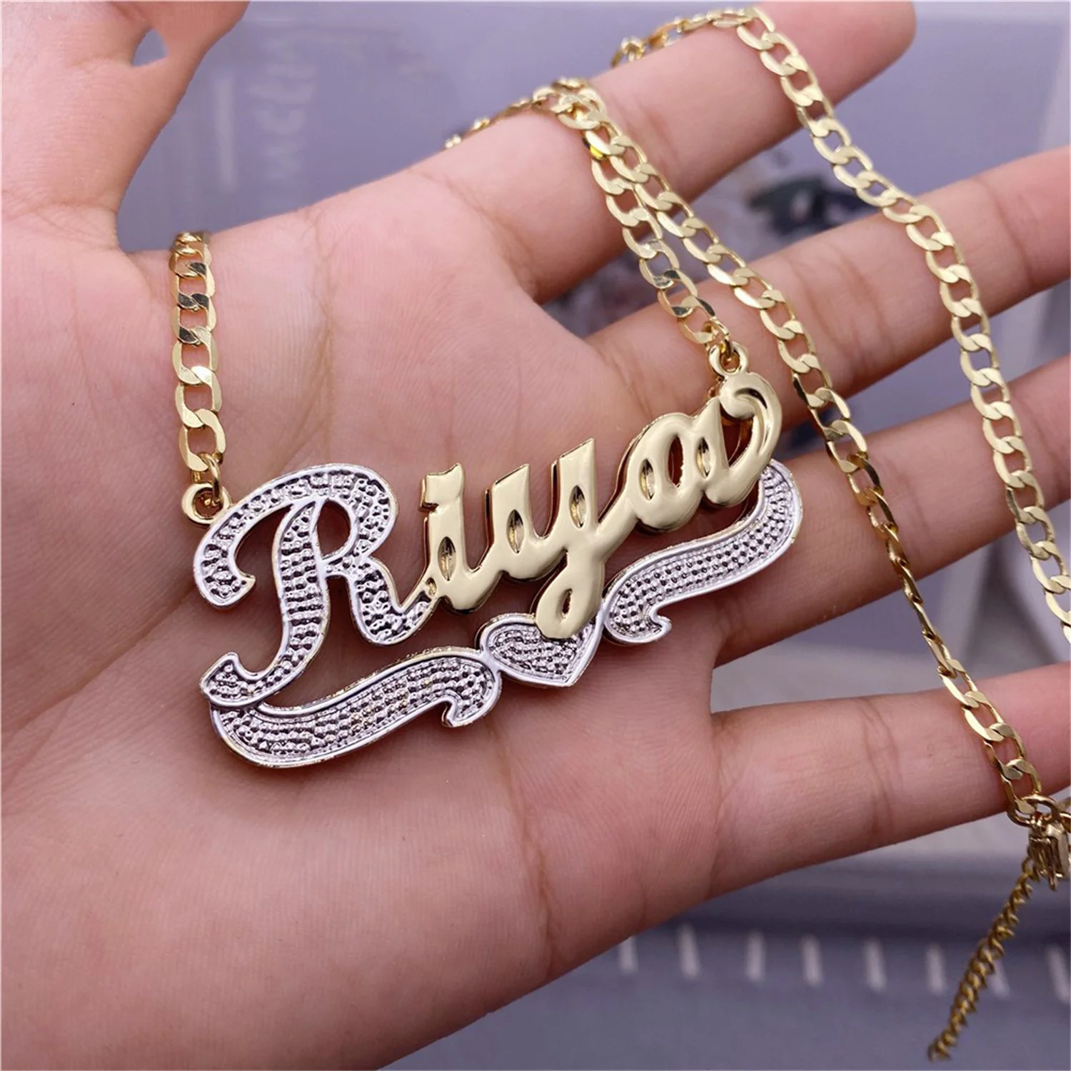 Индивидуальное название двухцветное ожерелье из нержавеющей стали под заказ 3D