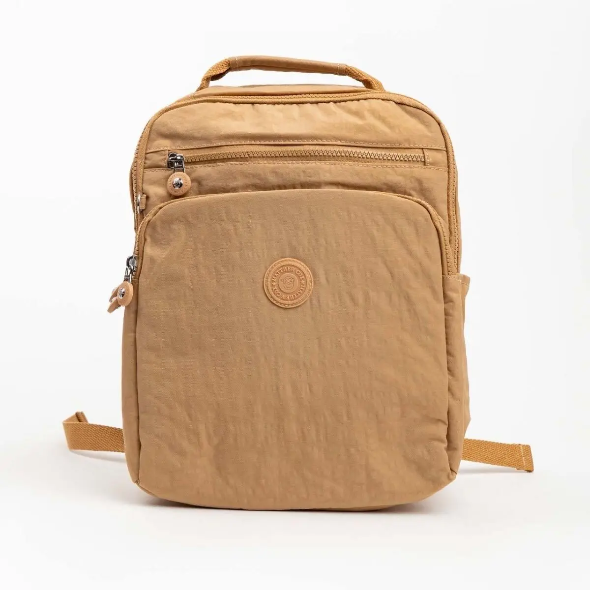 

Poshnmore Sawyer Zippered 3-Eye Parachute Fabric Backpack Gray Yellow Tan Color Adjustable Handle Convenient Comfortable