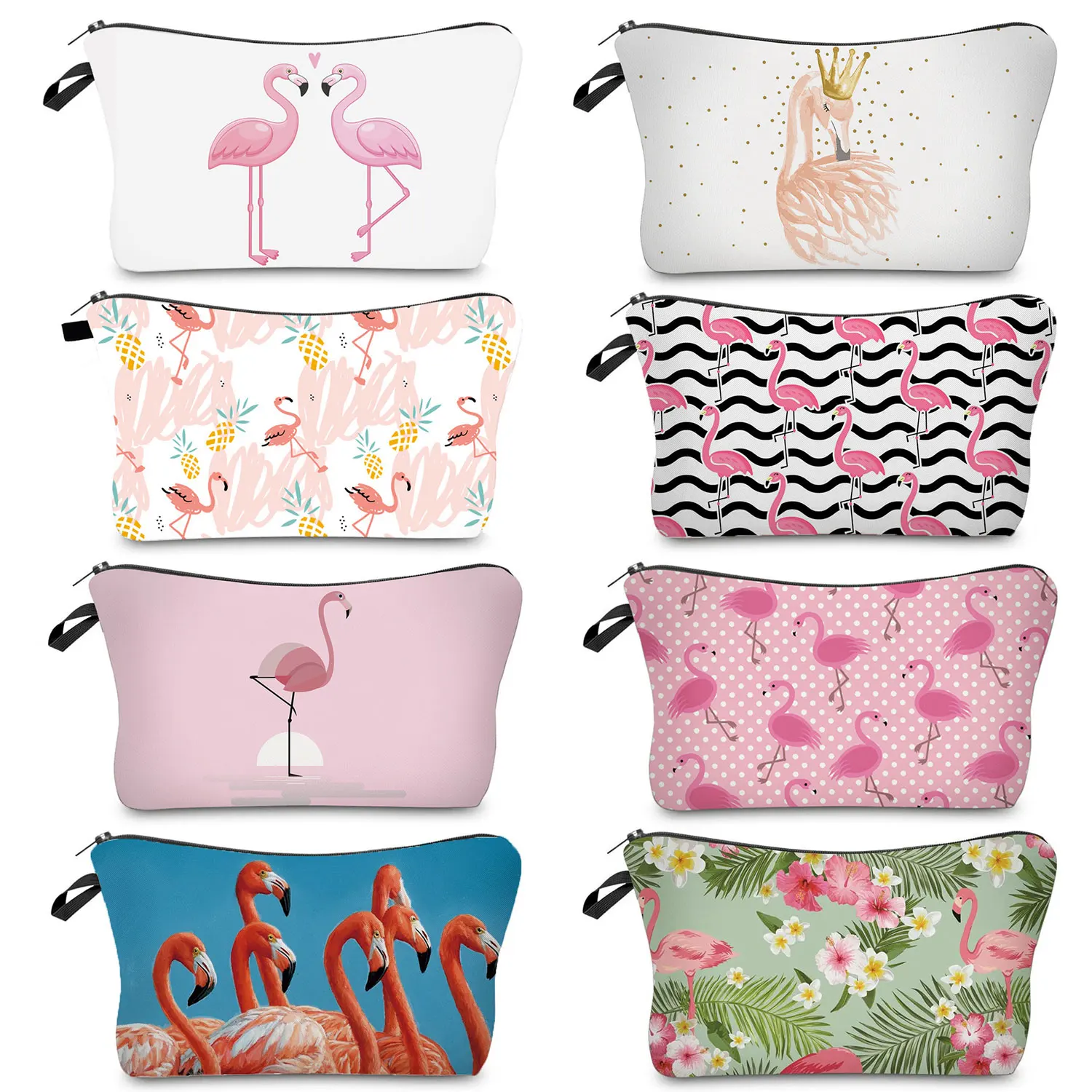 

Cute Animal Women's Makeup Bag Heat Transfer Pretty Floral Flamingo Print Cosmetic Bags Casual All-Match Portable Pencil Cases