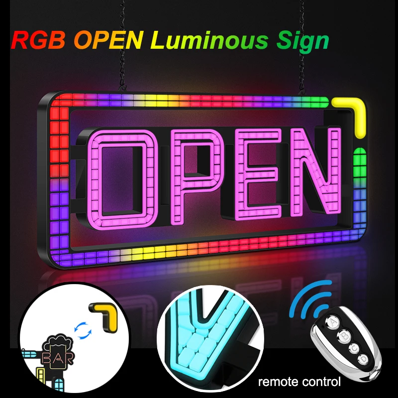 RGB OPEN светящаяся табличка Светодиодная лампа для магазина ультраяркая неоновая