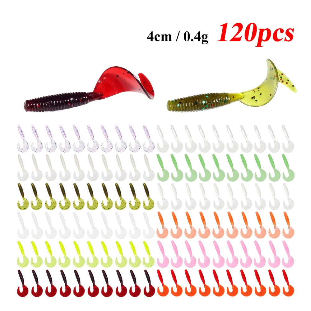 

120Pcs Fishing Soft Lure 4cm 0.4g Silicone Bait Worm Fat Alberts Grub Lures Wobblers Carp Swimbait for Jigs Spinner Trailer
