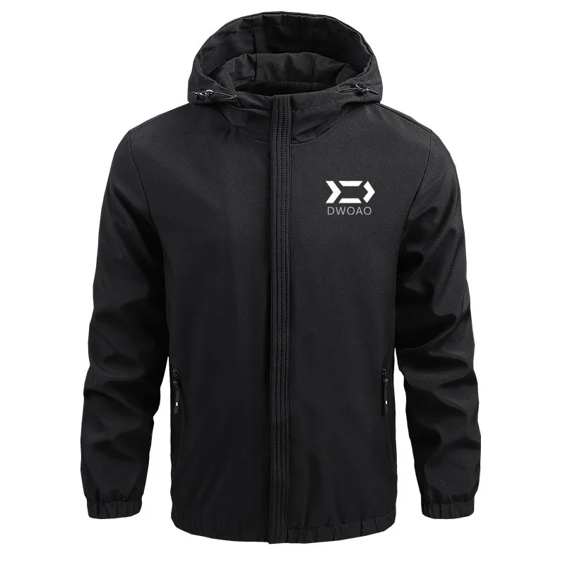 

DWOAO Men's Windbreaker Hiking Camping Outdoor Hood Jacket