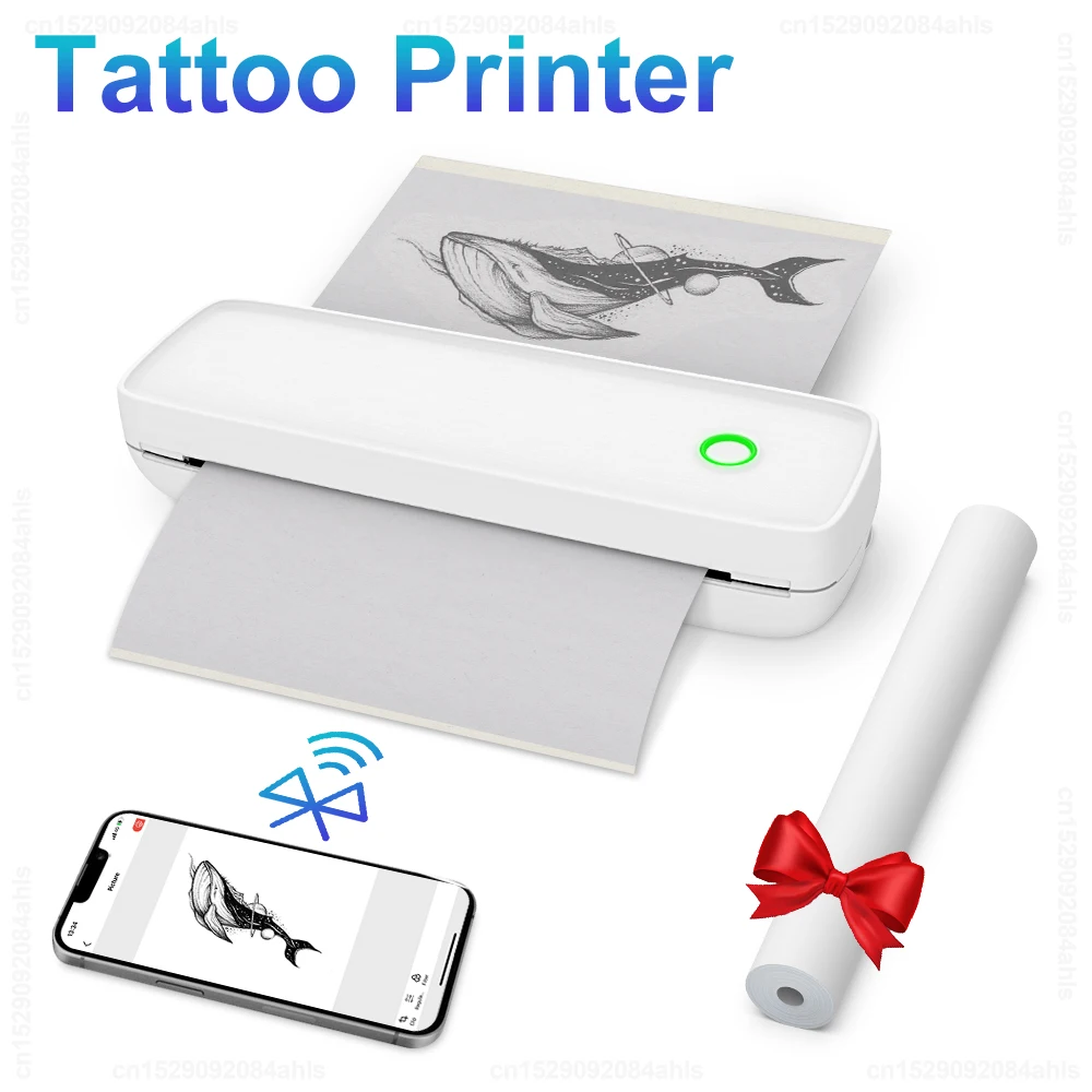 

Wireless Tattoo Transfer Stencil Printer A4 Thermal Printer Mini Inkless USB Bluetooth Mobile Travel Printer with Thermal Paper
