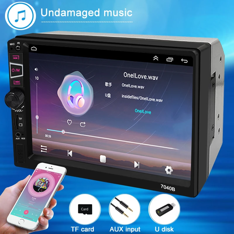 

Ahoudy 2 Din Car Radio HD 7 Inch Touch Screen Stereo Carplay Bluetooth 12V FM Aux Input Auto MP5 Multimedia Player TF FM USB