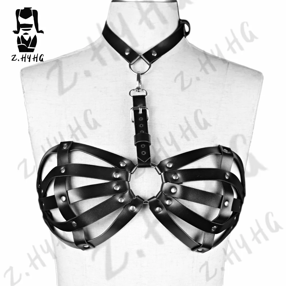 Women Sexy Bra Harness Lingerie PU Leather Gothic Clothes Bdsm Harajuku Stockings Garter Belt Fetish Erotic Rave Accessories Toy