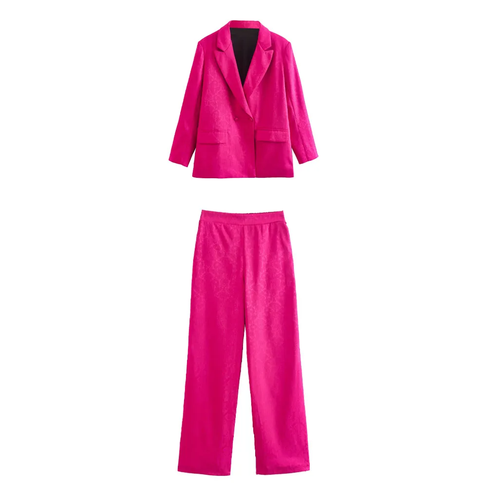 

Zach AiIsa autumn and winter new women's fashion retro jacquard drape suit jacket + elastic high waist jacquard wide-leg pants