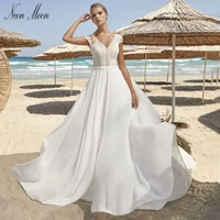 beach wedding dress 2022 for women deep v neck lace bride dress short sleeve illusion backless sexy bridal gown vestido de novia