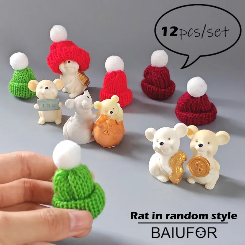

Миниатюрные фигурки крыс с шапками Санты BAIUFOR