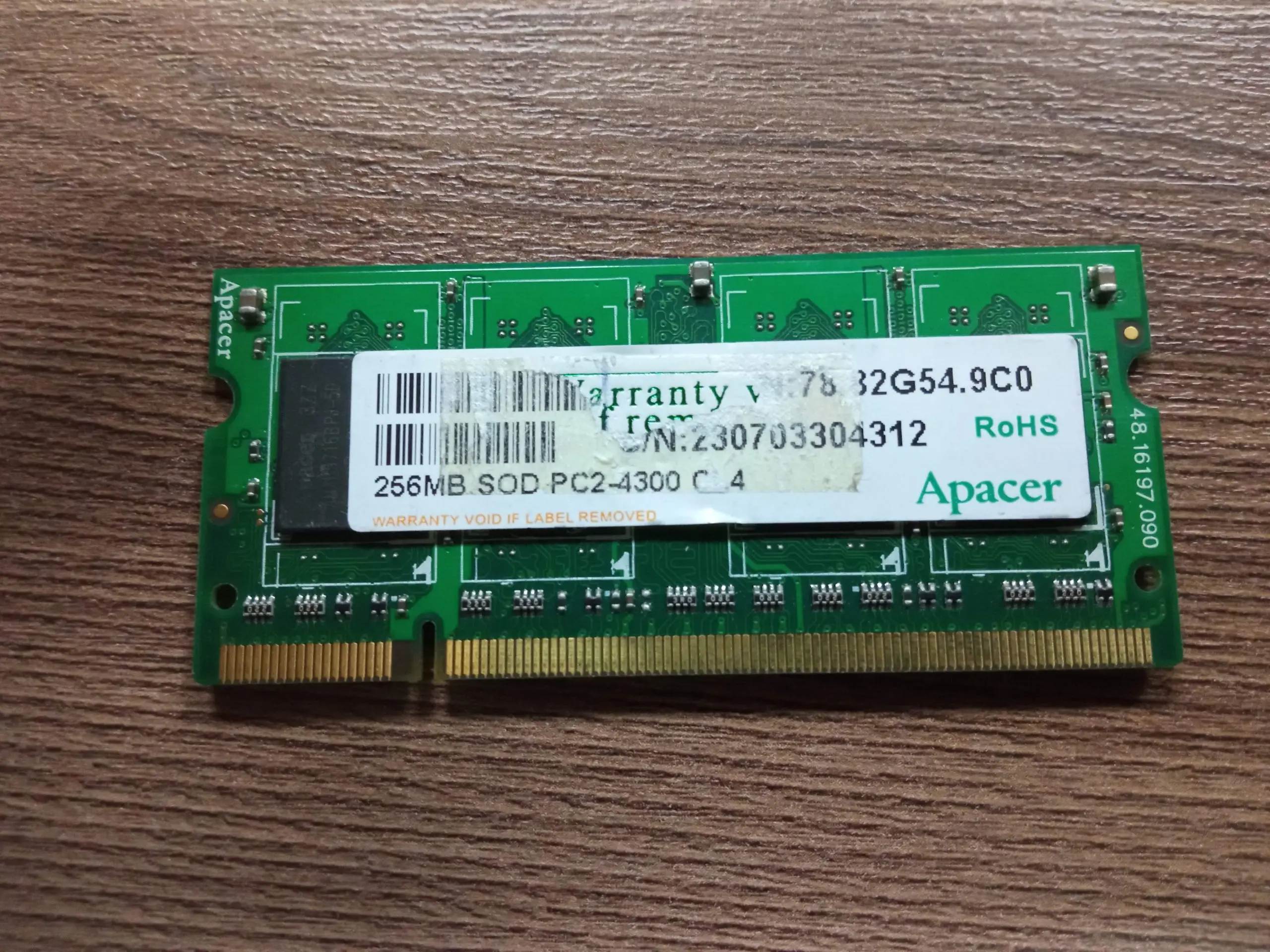 Модуль ОЗУ SODIMM Apacer 256MB SOD PC2-4300 CL4