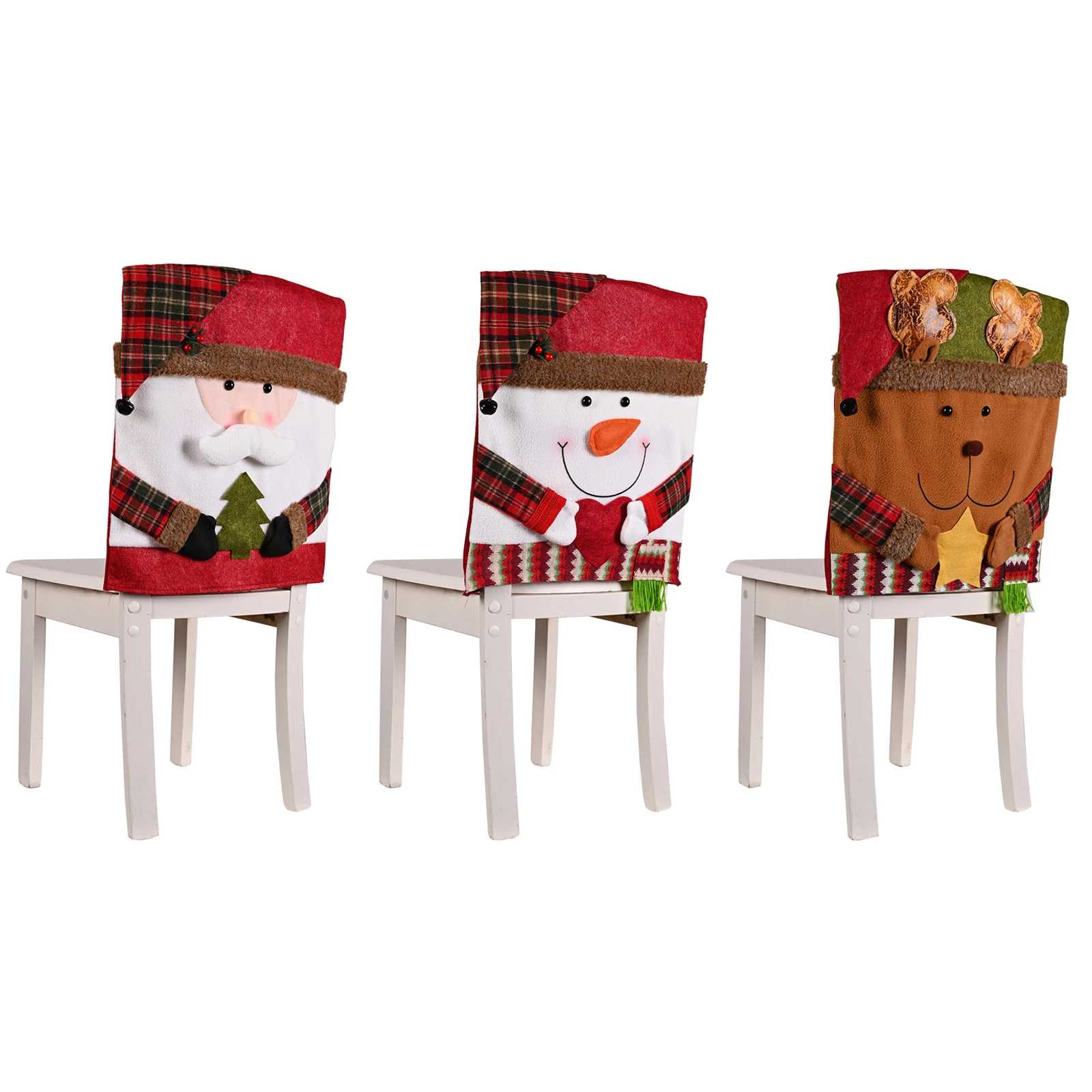 Чехлы для стульев Санта-Клауса и Снеговика рождественского декора