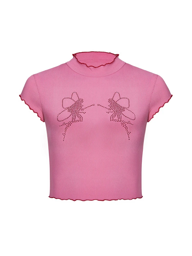 

Cherry Invasion Women Y2K Fashion Summer Crop Tops Slim Streetwear Harajuku Goth Short Sleeve Cute T-shirts Crop Tops