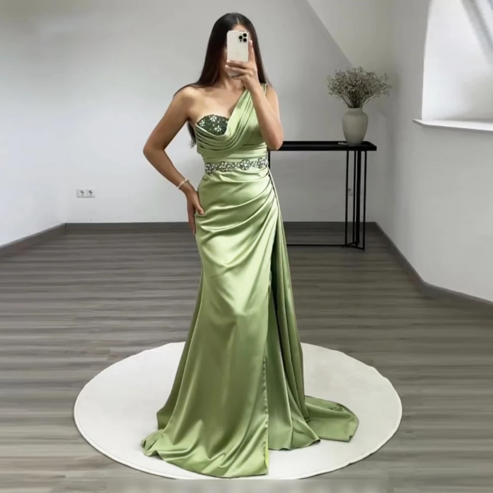 

Mermaid Satin HF444 Evening Party Dress For Women Elegant Sleeveless Charming Slim Luxury Gowns Vestidos De Noche Robes Soirée