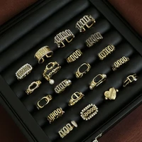 trendy copper gold plated letter rings with white rhiestone zirconia fashion accessories wedding party birthday gift