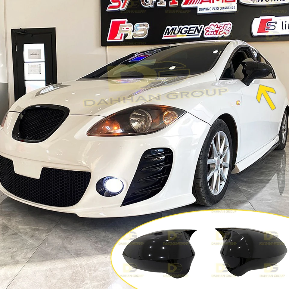 

Seat Leon 2009 - 2012 MK2 Facelift Batman Style Mirror Cover Set Left and Right Gloss Black Plastic Leon Kit