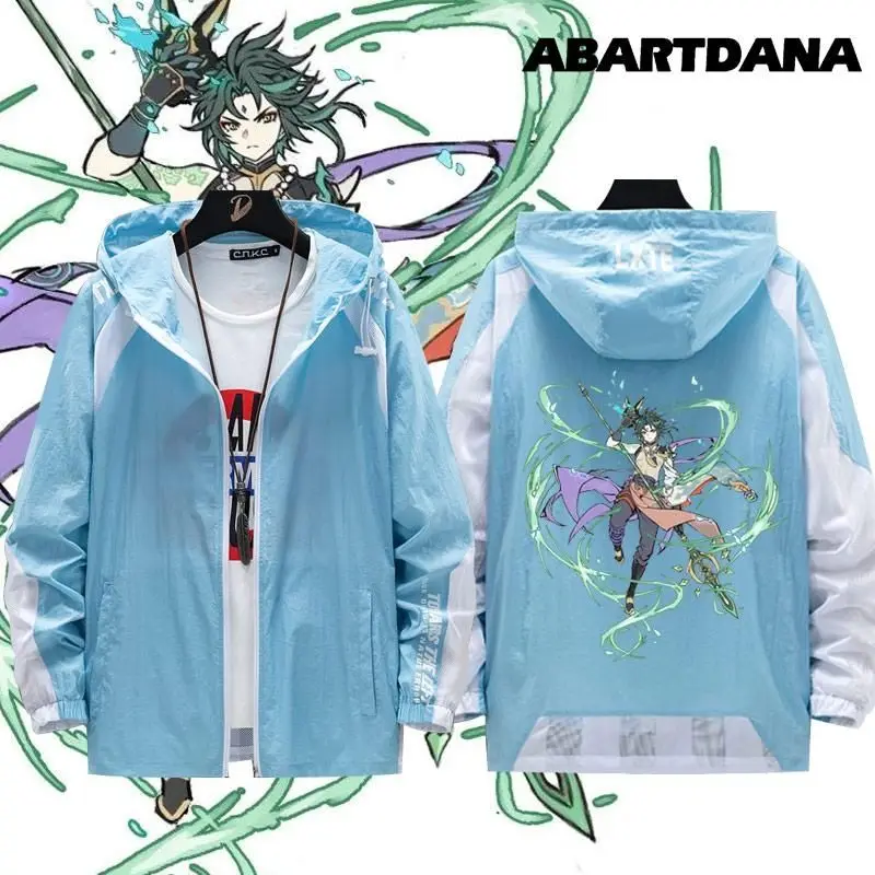 

Game Genshin Impact HuTao Zhongli Cosplay Clothing Anime Summer Quick Dry Tactical Skin Jacket Thin Hoodie Coat