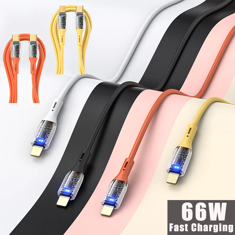 

Fast Charging Type C Cable 1M PD 66W USB-C Fast Charging Data Cord Wire To Lightning Type C-C For Xiaomi Samsung Huawei iPhone