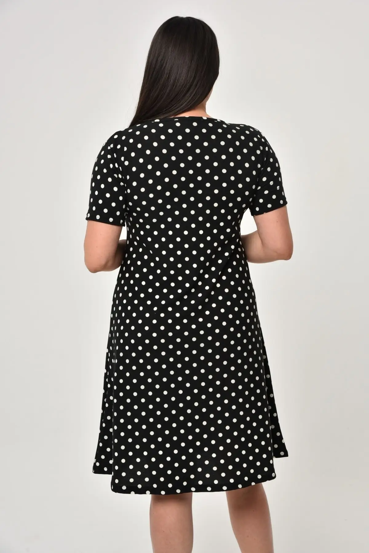 Plus Size Women's Dress Casual Short Sleeve Polka Dot Crepe Round Neck Midi Length Lycra Viscose XL 2XL 3XL 4XL 5XL
