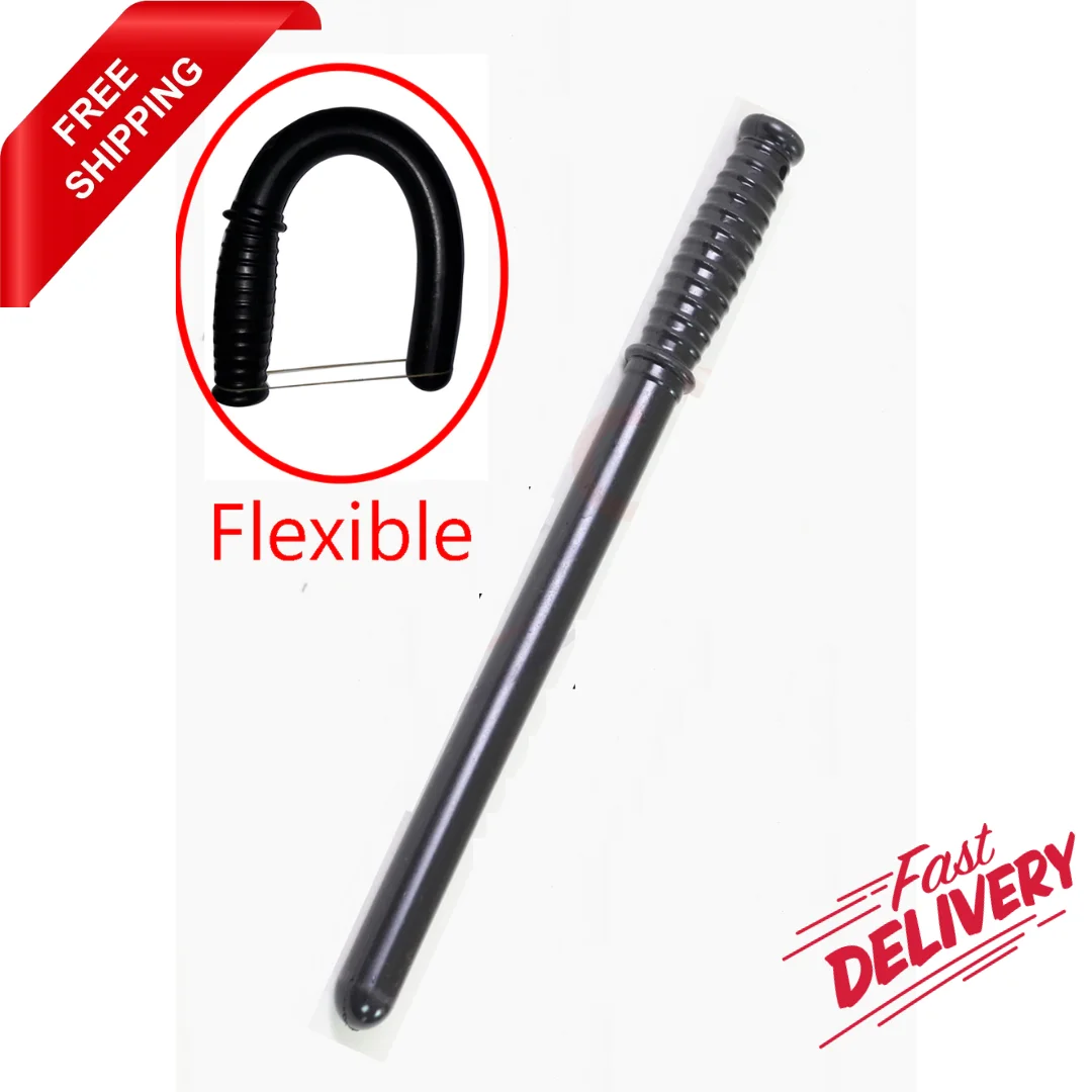 

Police Baton Baton Individual Defense Bar Black Soft Plastic, With Belt Durable Flexible Collapsible, Fast and Free Shipping