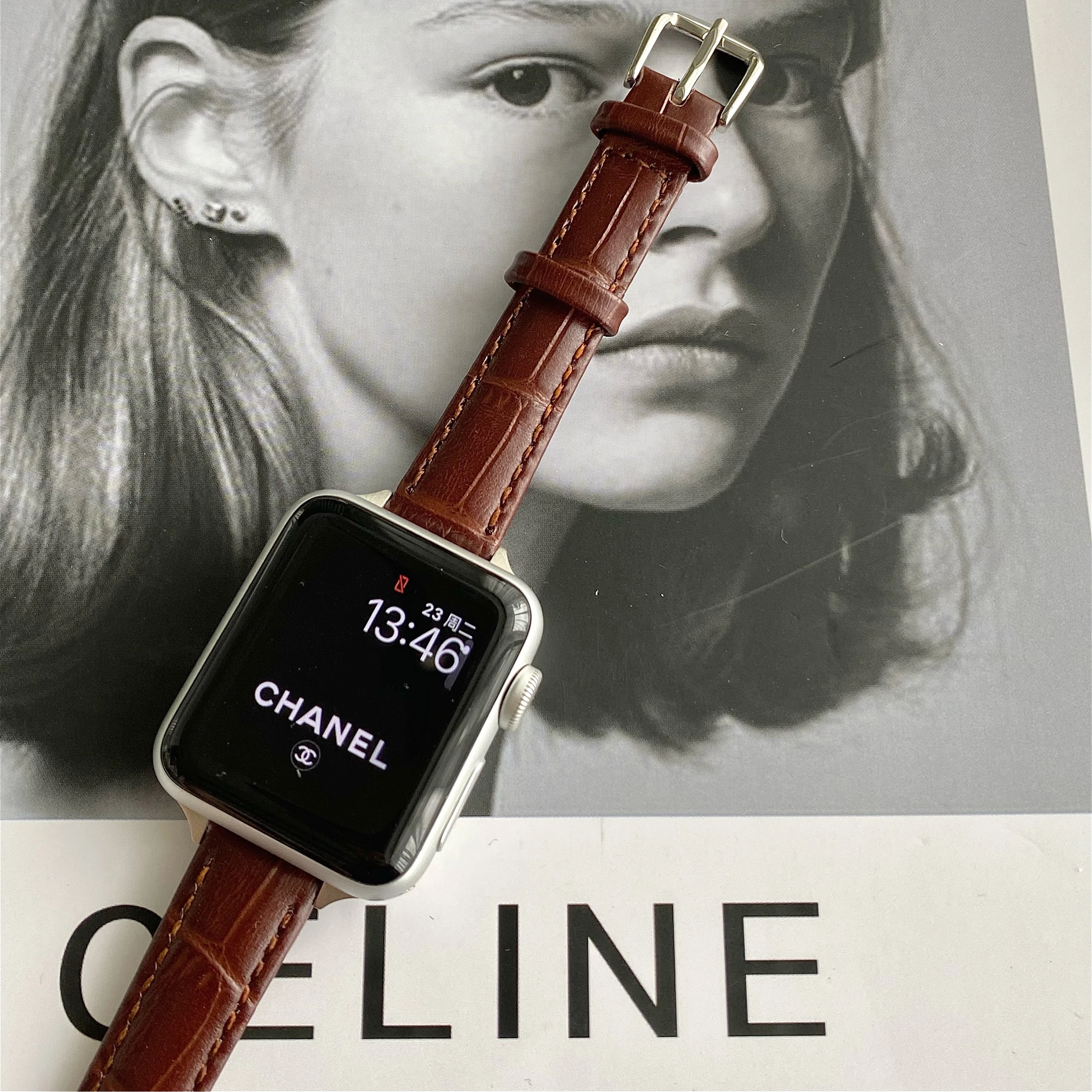 

Тонкий кожаный ремешок для Apple Watch Band 38 мм 40 мм 42 мм 44 мм 41 мм 45 мм iwatch Series 7 6 5 4 3 2 se
