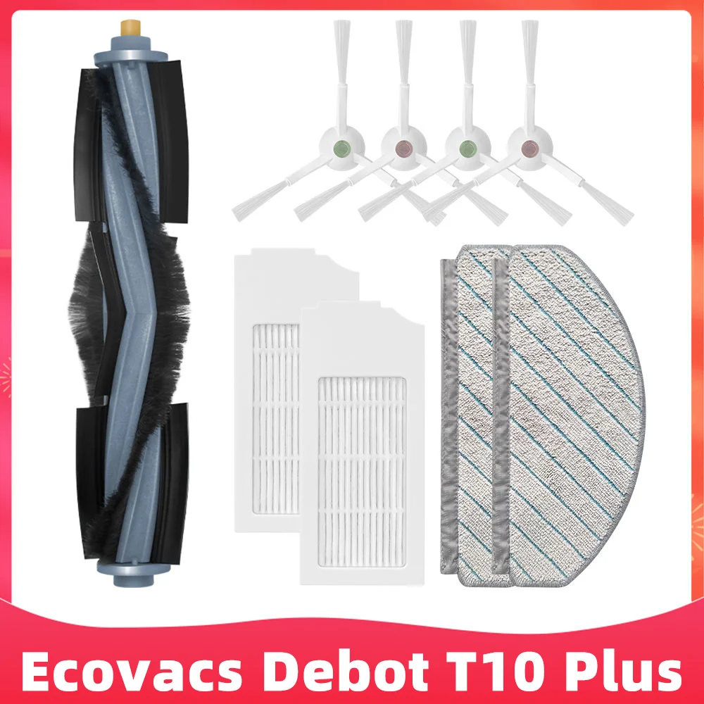

For ECOVACS DEBOT T10 PLUS Robot Vacuum Cleaner Replacement Spare Parts Accessories Main brush Side Brush Hepa Filter Mop Rag