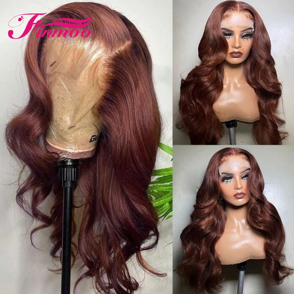 30 32 Inch 13x4 Reddish Brown HD Lace Frontal Human Hair Wigs For Women Brazilian Hair Loose Body Wave Lace Front Wig Preplucked