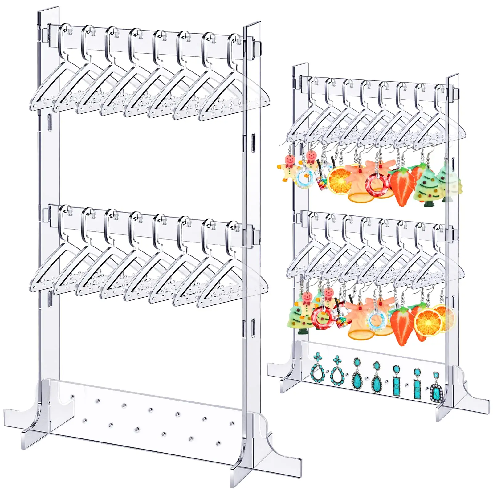 

Jewelry Display Stand Holder Acrylic Hanger Rack Ear Studs Show Case Earring Organizer with 8Pcs Coat Hangers for Women Girls