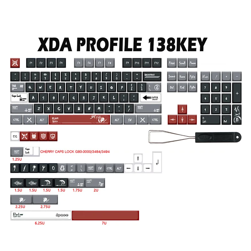 

PBT Dye Sublimation XDA Profile Ares Keycaps 138 Keys With Cherry Mx Switch For Mechanical Keyboard