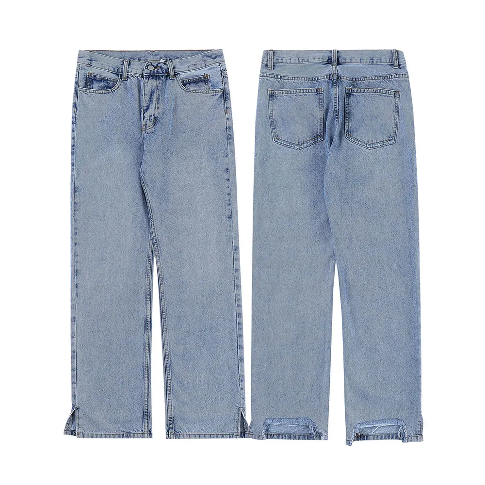 2022 New Y2k Jeans Men Straight Loose Wide-leg Pants Spring Autumn Korean Style Fashion High Street Hip Hop Male Trousers Blue