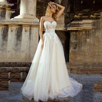 tulle a line hy440 wedding dress for women floor length sleeveless backless charming elegant bridal gowns vestidos de novia