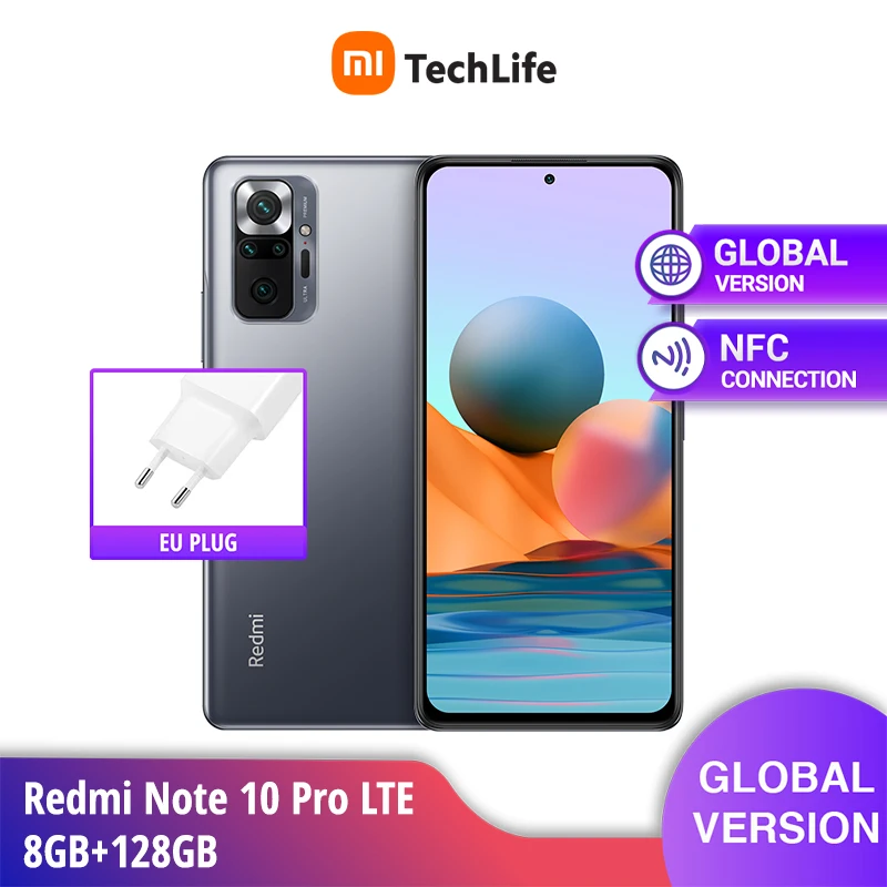Ceny Wersja Globalna Xiaomi Redmi Note 10 Pro LTE 4G - 8GB RAM 128GB NFC - Snapdragon 732G Smartphone Telefon Komórkowy Komórkowy