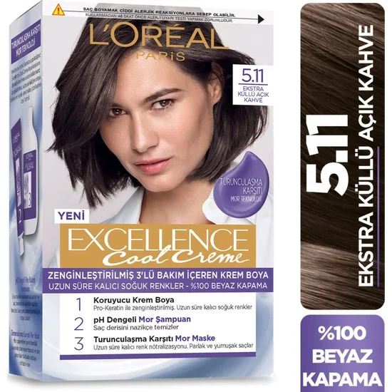 

L’Oréal Paris Excellence Cool Creme Hair Color – 5.11 Extra Ash Light Brown