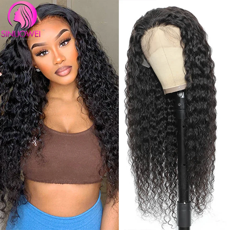 Brazilian Water Wave Lace Front Wig 13x4 4x4 Lace Front Human Hair Wigs For Women 30 Inch Transparent Wavy Curly Frontal Wig